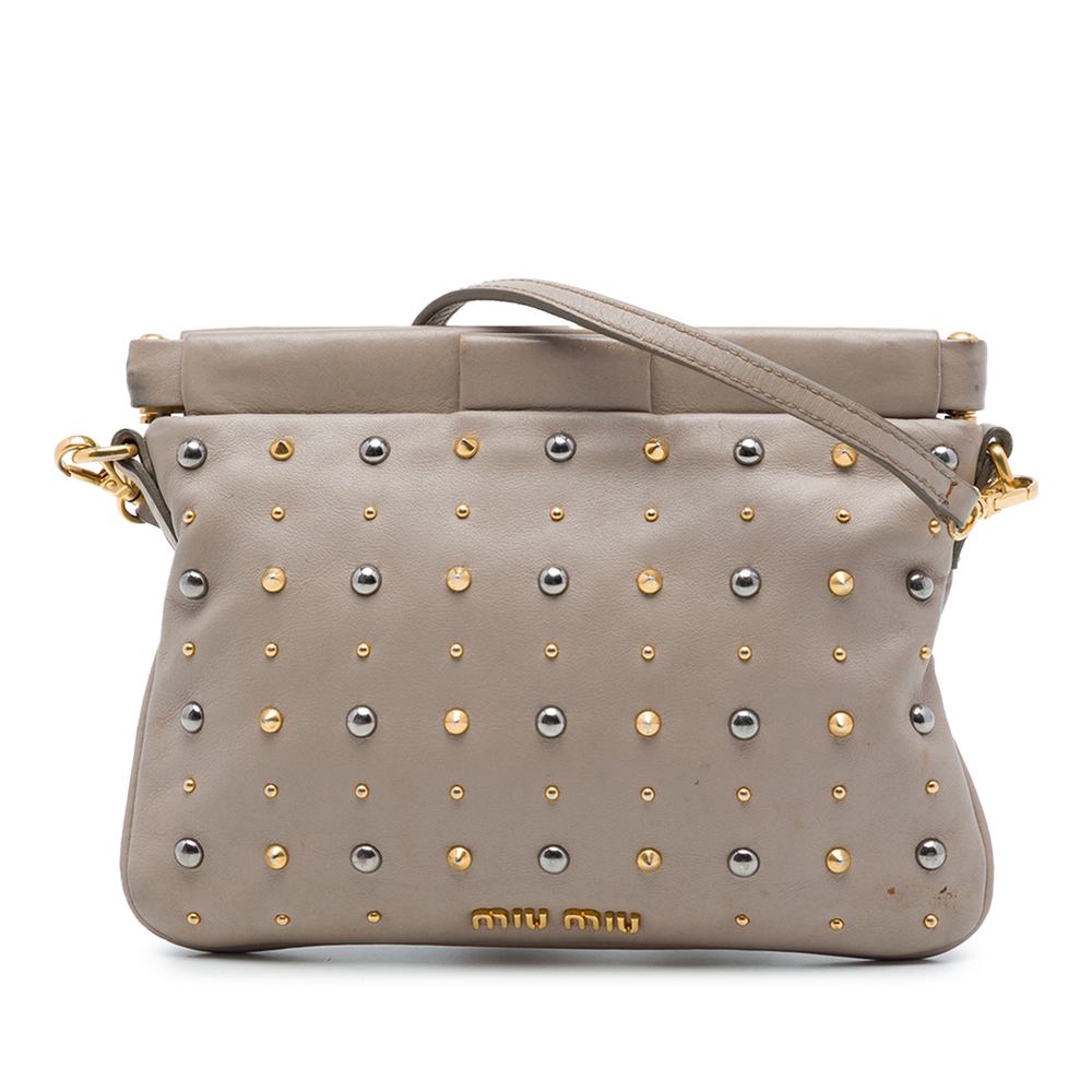 Pre-Loved Miu Miu Studded Nappa Frame Clutch with Strap